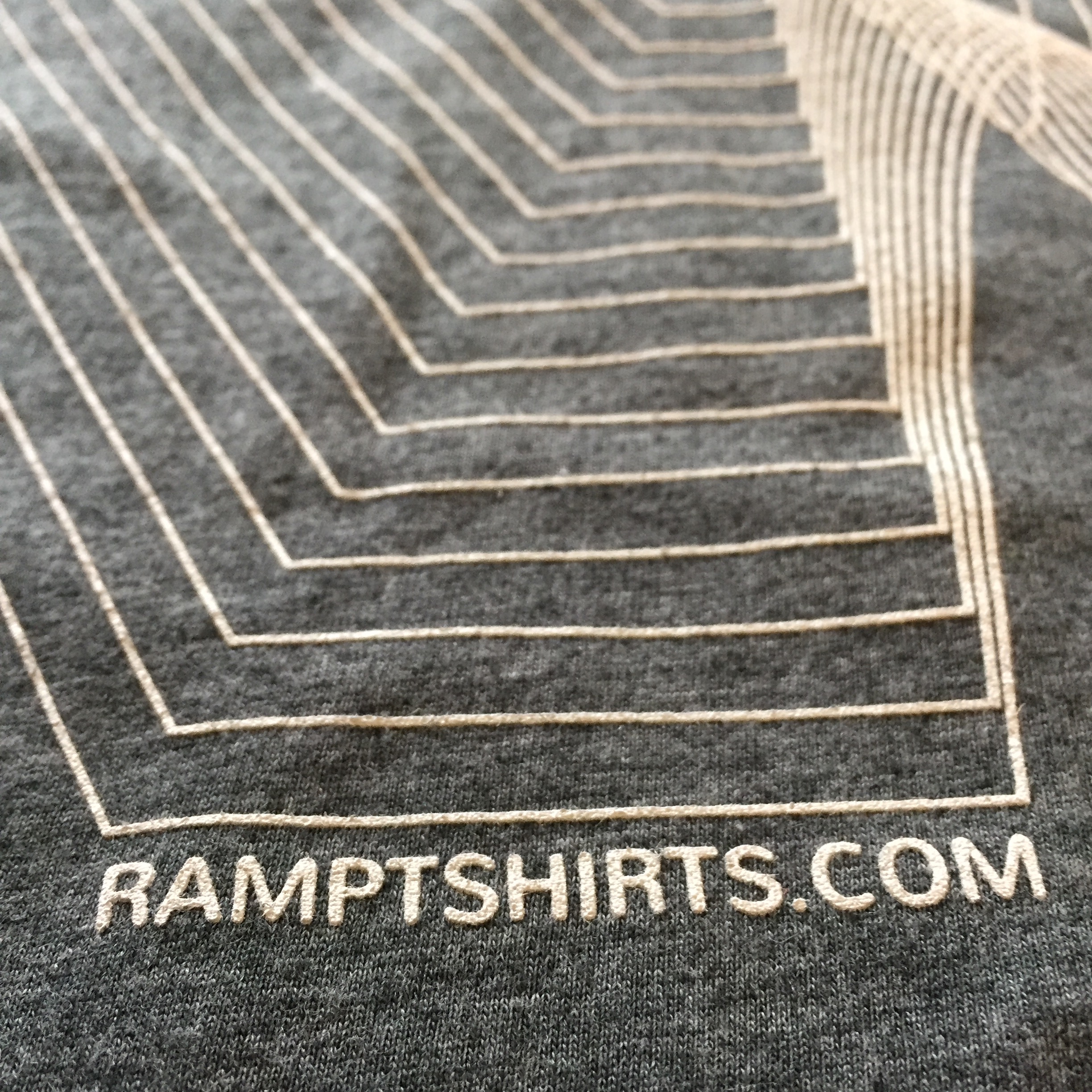 Screen print detail on Ramp promo t-shirt